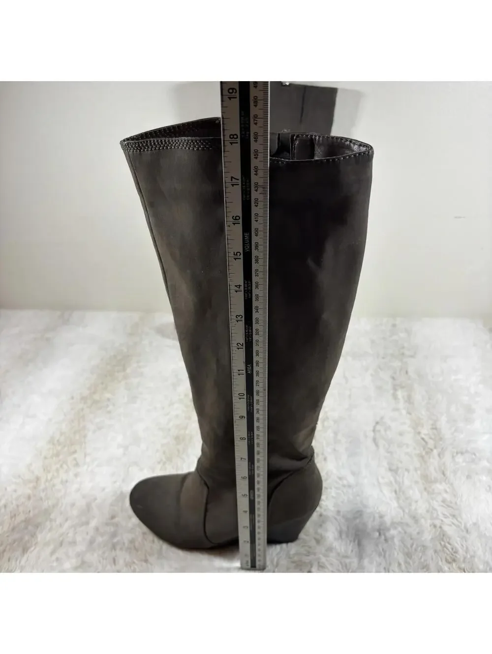 Fergalicious by Fergie Brown Wedge Knee High Boots Womens 7.5M Side Zip